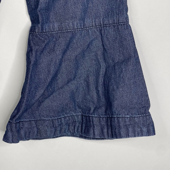 Draper James Ruffle Chambray Popover Dress 8 Dark Wash 3/4 Bell Sleeve #7466 - Picture 8 of 16